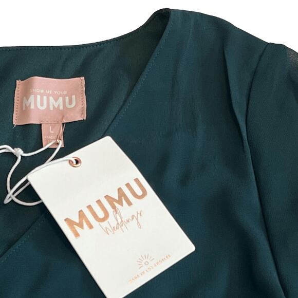 NWT Show Me Your MuMu Emily Empire Maxi Dress Emerald Green Sz Large - Picture 5 of 9